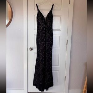 David's Bridal Black Lace Maxi Dress